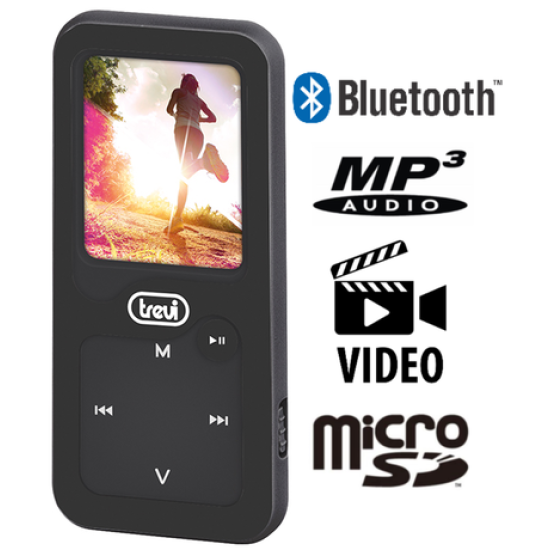 TREVI MP3/Video predvajalnik MPV1780, 1.8'' zaslon, Bluetooth, FM Radio, 8GB, Pedometer/Chronometer, vgrajena baterija, črn