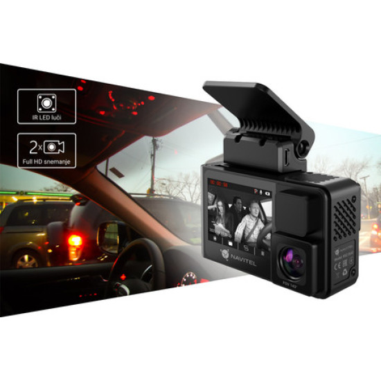 Avto kamera NAVITEL RS2 DUO, 2v1 prednja in notranja, 2" zaslon, Night Vision, SONY senzor, magnetni nosilec, 136° snemalni kot, G-senzor, aplikacija