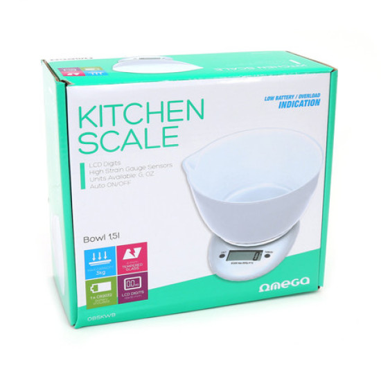 Platinet/OMEGA kuhinjska tehtnica OBSKWB, LCD prikazovalnik, do 3kg, s posodo 1.5L Platinet/OMEGA kuhinjska tehtnica OBSKWB, LCD prikazovalnik, do 3kg, s posodo 1.5L