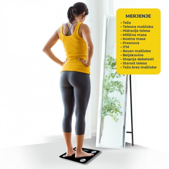 Osebna PAMETNA tehtnica Platinet PBSBTB, Bluetooth, aplikacija Android+IOS, do 180kg, črne barve Osebna PAMETNA tehtnica Platinet PBSBTB, Bluetooth, aplikacija Android+IOS, do 180kg, črne barve