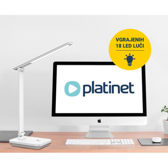 PLATINET PDL6731 namizna LED svetilka, vgrajena polnilna baterija, delovanje na dotik, bela