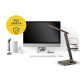 PLATINET PDLU13 usnjena namizna LED svetilka, na dotik, 3 barve/5 stopenj osvetlitve, LCD zaslon, Ura, Temperatura, USB polnilec, rjava