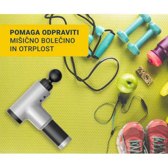 PLATINET PMAS1 masažna pištola, 20W, polnilna baterija, 6 stopenj moči, 4 nastavki PLATINET PMAS1 masažna pištola, 20W, polnilna baterija, 6 stopenj moči, 4 nastavki