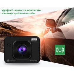 Avto kamera NAVITEL R250 Dual, + vzvratna kamera, Full HD, 2" zaslon, Night Vision, 140° snemalni kot, G-senzor, aplikacija