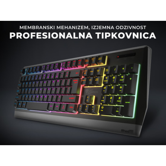 GENESIS RHOD 300RGB gaming tipkovnica, osvetlitev v 7 barvah, multimedijska, membranska, Anti-Ghosting, vodoodporna