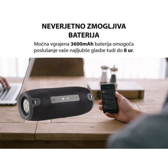 MANTA SPK15GO Bluetooth zvočnik + woofer, BT5.0/USB/MicroSD/Radio FM/AUX-in, 20W, IPX4, do 8 ur predvajanja, črn MANTA SPK15GO Bluetooth zvočnik + woofer, BT5.0/USB/MicroSD/Radio FM/AUX-in, 20W, IPX4, do 8 ur predvajanja, črn
