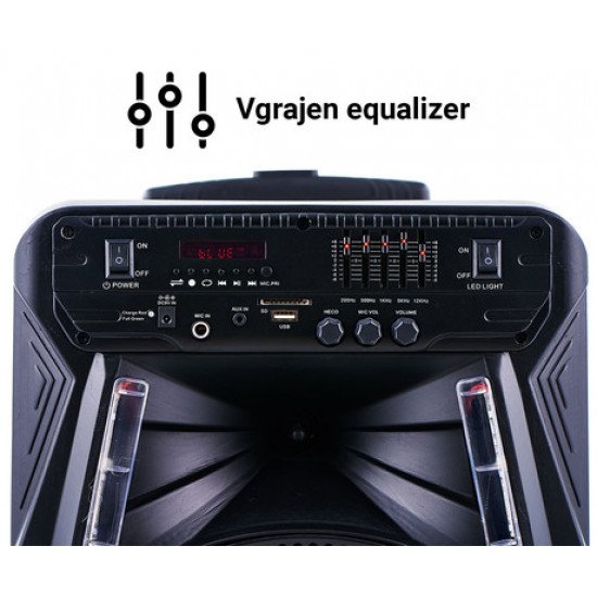 MANTA SPK5033, Karaoke zvočni sistem, prenosni/voziček, vgrajena baterija, Bluetooth 5.0, USB/MP3/SD/RADIO FM, Disco LED lučke, TWS MANTA SPK5033, Karaoke zvočni sistem, prenosni/voziček, vgrajena baterija, Bluetooth 5.0, USB/MP3/SD/RADIO FM, Disco LED lučke, TWS
