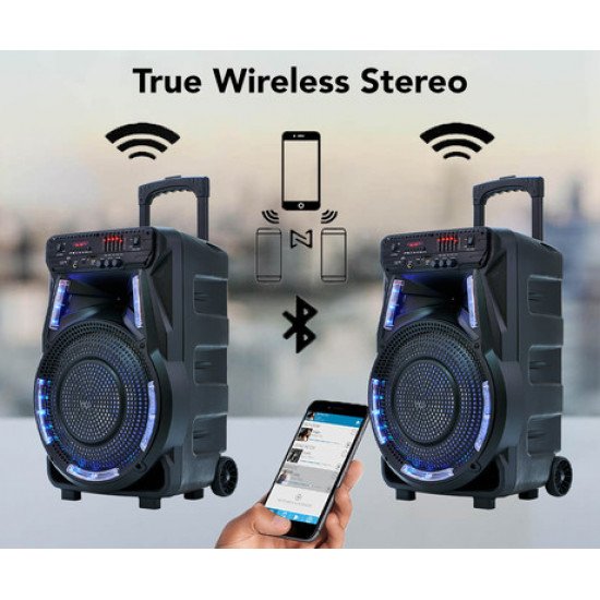 MANTA SPK5033, Karaoke zvočni sistem, prenosni/voziček, vgrajena baterija, Bluetooth 5.0, USB/MP3/SD/RADIO FM, Disco LED lučke, TWS MANTA SPK5033, Karaoke zvočni sistem, prenosni/voziček, vgrajena baterija, Bluetooth 5.0, USB/MP3/SD/RADIO FM, Disco LED lučke, TWS