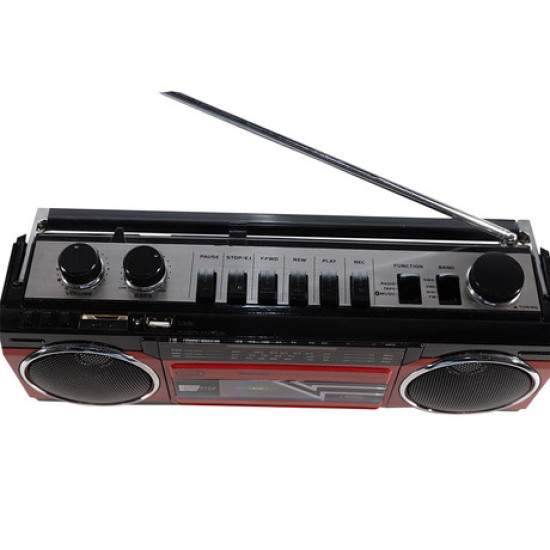 TREVI RR 501 BT Radijski kasetofon s tehnologijo Bluetooth, črno rdeč TREVI RR 501 BT Radijski kasetofon s tehnologijo Bluetooth, črno rdeč