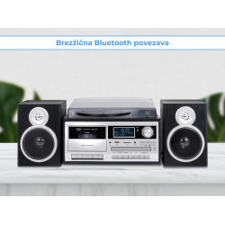 TREVI TT-1072, Glasbeni sistem, FM Radio DAB/DAB+, Gramofon, Kasetofon, BT/CD/MP3/USB/AUX-in, LCD zaslon, črn TREVI TT-1072, Glasbeni sistem, FM Radio DAB/DAB+, Gramofon, Kasetofon, BT/CD/MP3/USB/AUX-in, LCD zaslon, črn