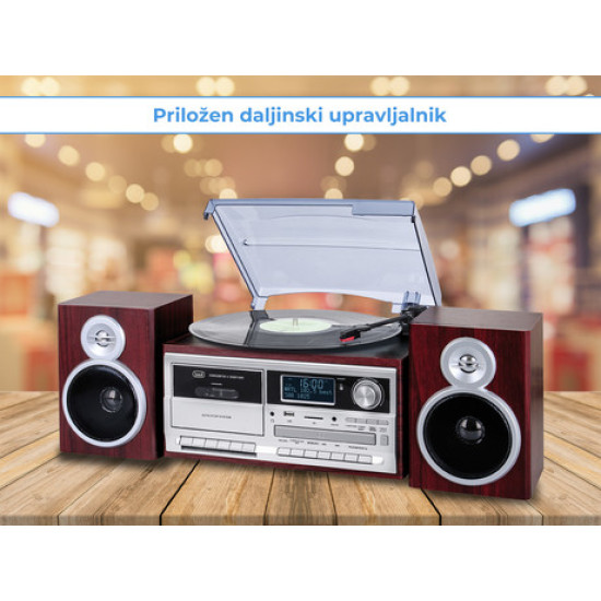 TREVI TT-1072, Glasbeni sistem, FM Radio DAB/DAB+, Gramofon, Kasetofon, BT/CD/MP3/USB/AUX-in, LCD zaslon, lesen