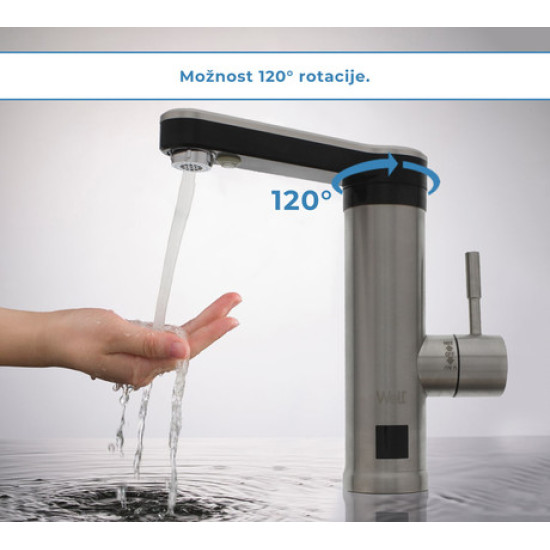Električna grelna pipa WELL STREAM, topla/vroča voda v 5s, priklop lahko pod koritom/umivalnikom