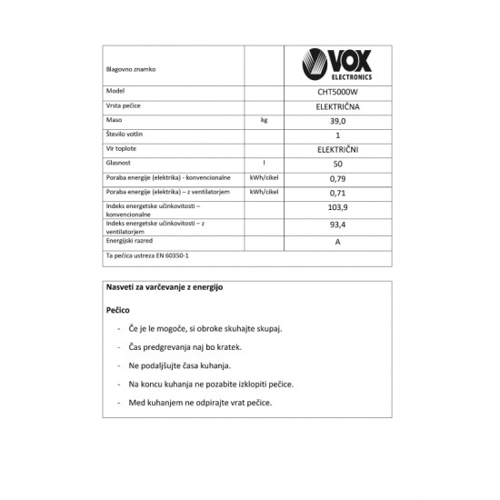 VOX steklokeramični štedilnik CHT 5000 W (4x steklokeramika) VOX steklokeramični štedilnik CHT 5000 W (4x steklokeramika)
