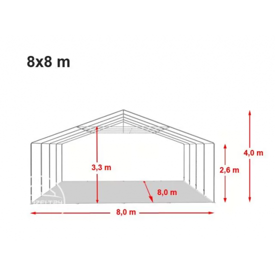 Prireditveni šotor 8x8 Negorljiv - 550g/m2 z osnovnim okvirjem Prireditveni šotor 8x8 Negorljiv - 550g/m2 z osnovnim okvirjem