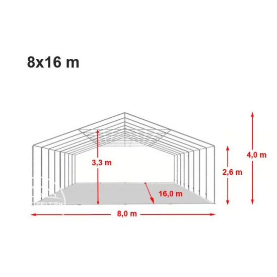 Prireditveni šotor 8x16 Negorljiv - 550g/m2 z osnovnim okvirjem Prireditveni šotor 8x16 Negorljiv - 550g/m2 z osnovnim okvirjem