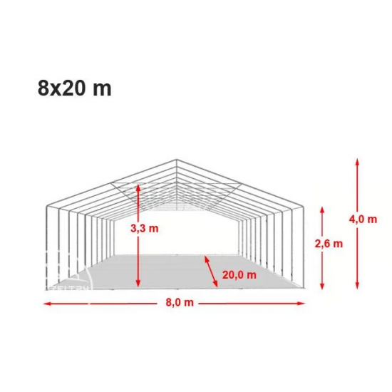Prireditveni šotor 8x20 Negorljiv - 550g/m2 z osnovnim okvirjem Prireditveni šotor 8x20 Negorljiv - 550g/m2 z osnovnim okvirjem
