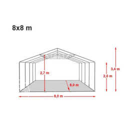 Prireditveni šotor 8x8 - 500g/m2 z osnovnim okvirjem Prireditveni šotor 8x8 - 500g/m2 z osnovnim okvirjem