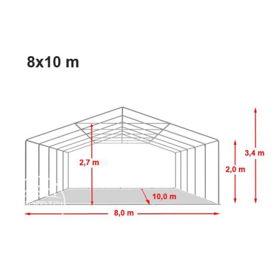 Prireditveni šotor 8x10 Negorljiv - 500g/m2 z osnovnim okvirjem Prireditveni šotor 8x10 Negorljiv - 500g/m2 z osnovnim okvirjem