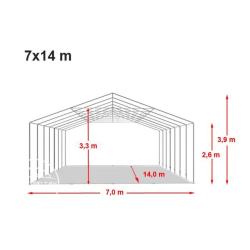 Prireditveni šotor 7x14 Negorljiv - 550g/m2 z osnovnim okvirjem Prireditveni šotor 7x14 Negorljiv - 550g/m2 z osnovnim okvirjem