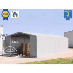 Skladiščni šotor hala 8x16 m - stranska višina 4,0 m z zadrgo, ponjava PRIMEtex 2300, negorljiv