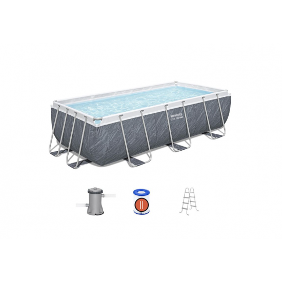 Bazen Steel Pro MAX 404x201x100 cm z vzorcem sivega marmorja s kartušno filtrsko črpalko Bazen Steel Pro MAX 404x201x100 cm z vzorcem sivega marmorja s kartušno filtrsko črpalko