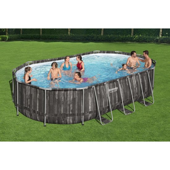 Bazen Power Steel™ Oval 610 x 366 x 122 cm z vzorcem lesa s kartušno filtrsko črpalko Bazen Power Steel™ Oval 610 x 366 x 122 cm z vzorcem lesa s kartušno filtrsko črpalko