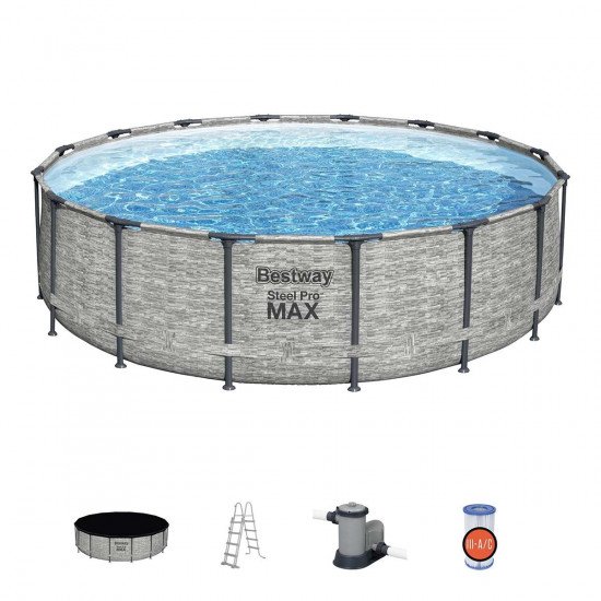 Bazen Steel Pro MAX™ 488x122 cm z vzorcem kamna s kartušno filtrsko črplako Bazen Steel Pro MAX™ 488x122 cm z vzorcem kamna s kartušno filtrsko črplako