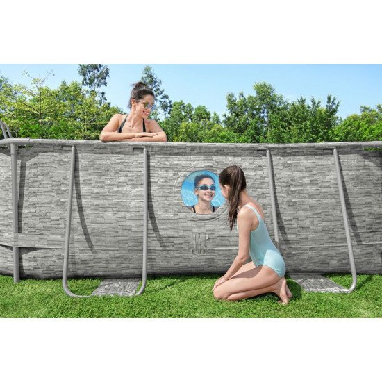 Bazen Power Steel Swim Vista 488x305x107 cm z vzorcem kamna s filtrsko črpalko na pesek Bazen Power Steel Swim Vista 488x305x107 cm z vzorcem kamna s filtrsko črpalko na pesek