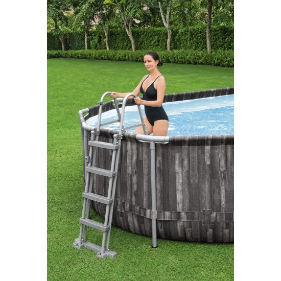 Bazen Power Steel™ Oval 610 x 366 x 122 cm z vzorcem lesa s kartušno filtrsko črpalko Bazen Power Steel™ Oval 610 x 366 x 122 cm z vzorcem lesa s kartušno filtrsko črpalko