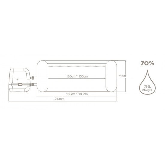 Masažni bazen Bestway Lay-Z-Spa Hawaii HydroJet Pro 180 x 180 x 71 cm Masažni bazen Bestway Lay-Z-Spa Hawaii HydroJet Pro 180 x 180 x 71 cm