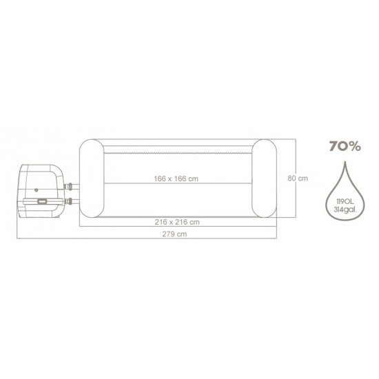 Masažni bazen Lay-Z-Spa® Santorini Smart HydroJet Pro™ 216 x 80 cm