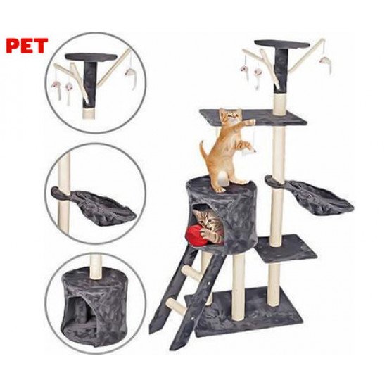 Pet Toys mačje drevo in praskalnik za mačke, 140x50x35cm, 3 nivoji Pet Toys mačje drevo in praskalnik za mačke, 140x50x35cm, 3 nivoji