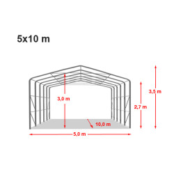 Garažni šotor 5x10 z vrati 4,1x2,5 m - PVC 850 Garažni šotor 5x10 z vrati 4,1x2,5 m - PVC 850