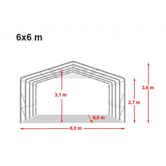 Garažni šotor 6x6 z vrati 4,1x2,9 m - PVC 850