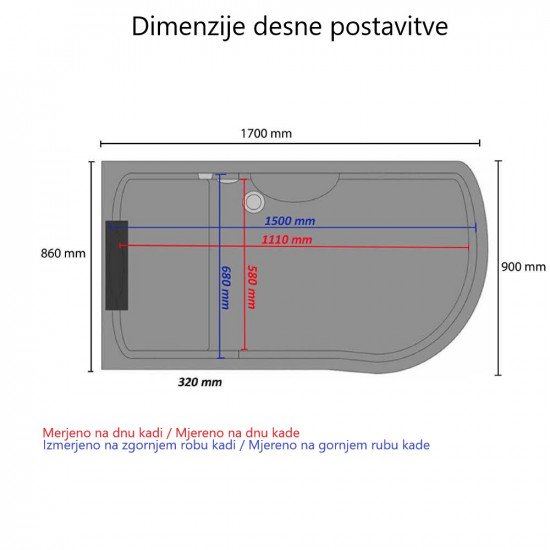 Masažna kad All in 2v1 črna Masažna kad All in 2v1 črna