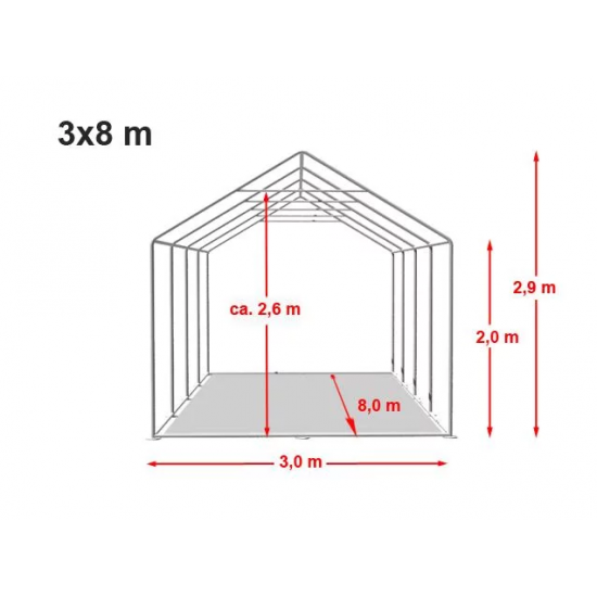 Prireditveni šotor 3x8 PVC ponjava 750g, negorljiv Prireditveni šotor 3x8 PVC ponjava 750g, negorljiv