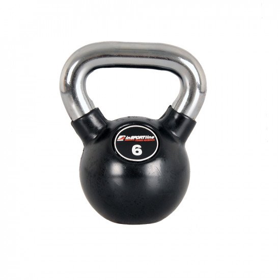 Gumirana inSPORTline ketlebel utež 6 kg s kromiranim ročajem Gumirana inSPORTline ketlebel utež 6 kg s kromiranim ročajem
