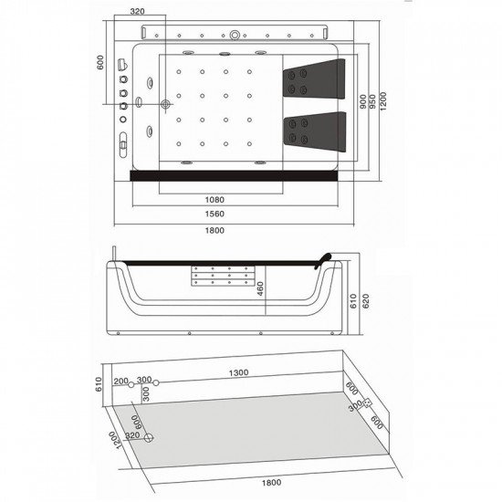 Hidromasažna kad z grelcem IMPERIA 610H BELA 180x120 CM Hidromasažna kad z grelcem IMPERIA 610H BELA 180x120 CM