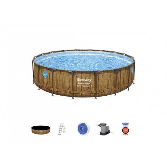 Bazen Power Steel™ Swim Vista 549 x 122 cm z vzorcem lesa s kartušno filtrsko črpalko Bazen Power Steel™ Swim Vista 549 x 122 cm z vzorcem lesa s kartušno filtrsko črpalko