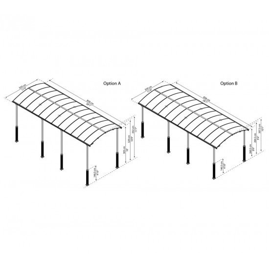 Aluminijasti nadstrešek za avto Arcadia Alpine 8500 Antracit 858x359x352 cm Aluminijasti nadstrešek za avto Arcadia Alpine 8500 Antracit 858x359x352 cm