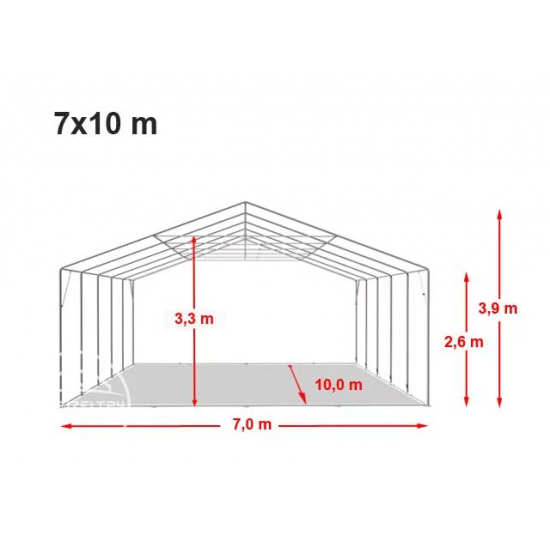 Prireditveni šotor 7x10 Negorljiv - 550g/m2 z osnovnim okvirjem Prireditveni šotor 7x10 Negorljiv - 550g/m2 z osnovnim okvirjem