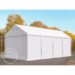 Skladiščni šotor 4x8 m - stranska višina 2,6 m, PVC 800, z osnovnim okvirjem Skladiščni šotor 4x8 m - stranska višina 2,6 m, PVC 800, z osnovnim okvirjem