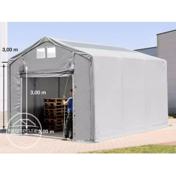 Skladiščni šotor hala 4x6 m - stranska višina 3,0 m z zadrgo in strešnimi okni, PVC 850