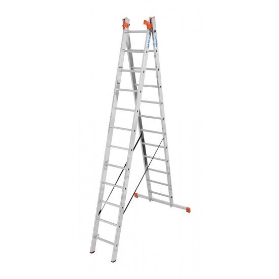 Trodelna aluminijasta lestev 3x12 stopnic Trodelna aluminijasta lestev 3x12 stopnic