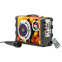MANTA SPK1003 HELIOS KARAOKE Bluetooth prenosni zvočnik + woofer + LED RGB lučke, BT/USB/MicroSD/Radio FM/2xMIC+ mikrofon + ročaj za nošenje